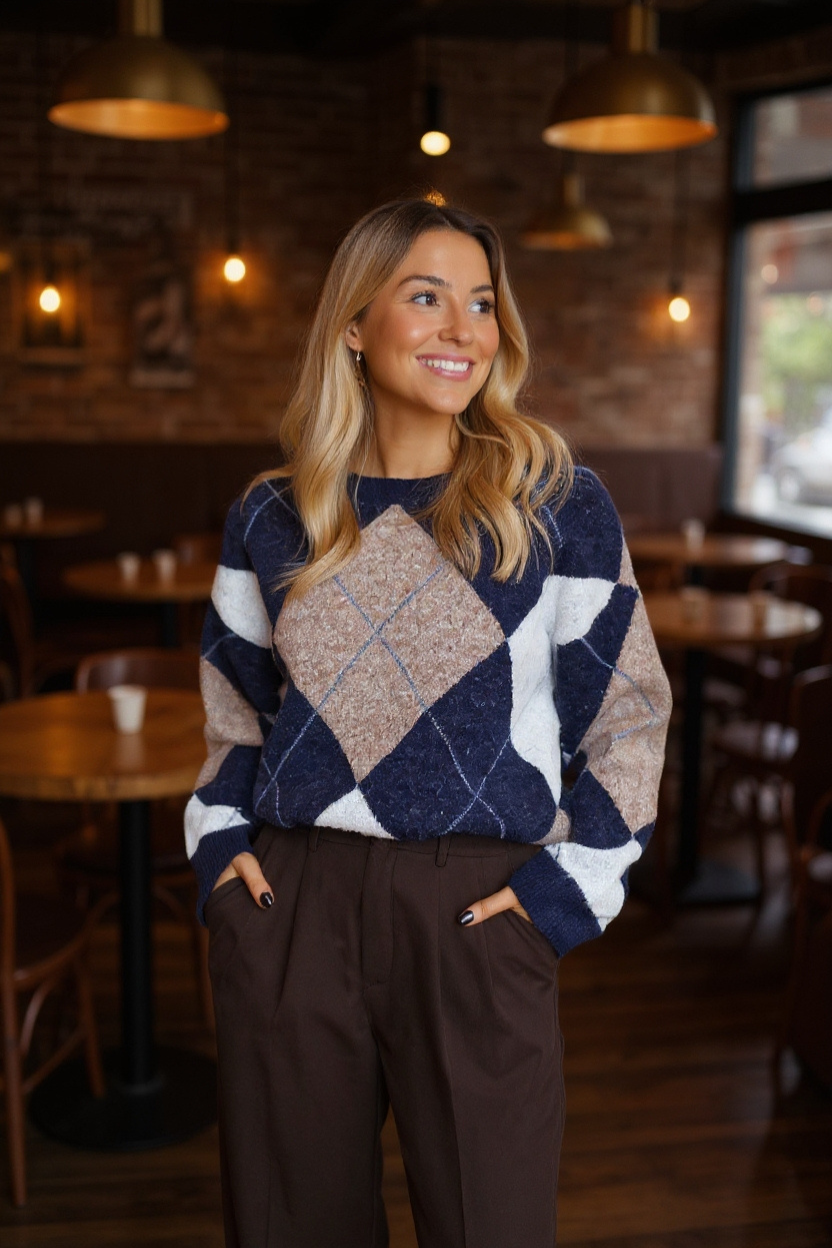 Gina | Argyle-Pullover