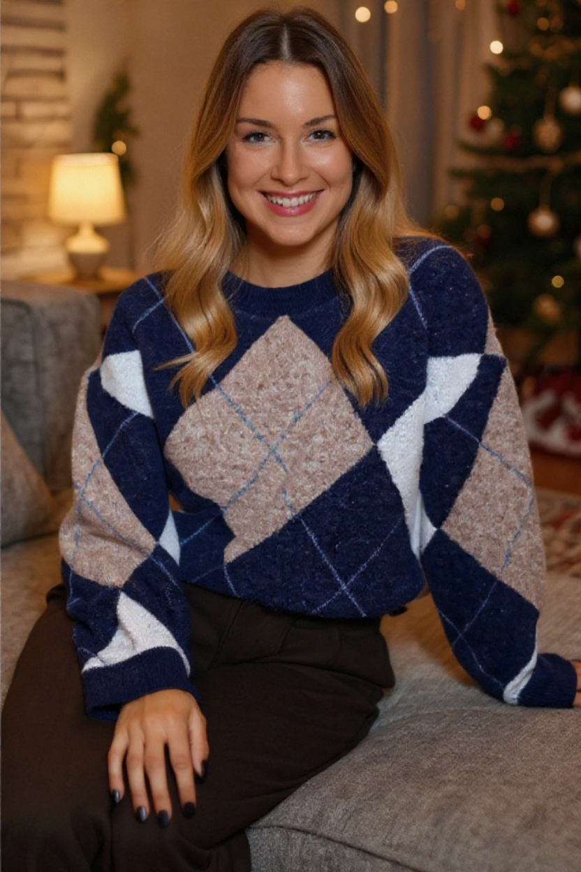 Gina | Argyle-Pullover