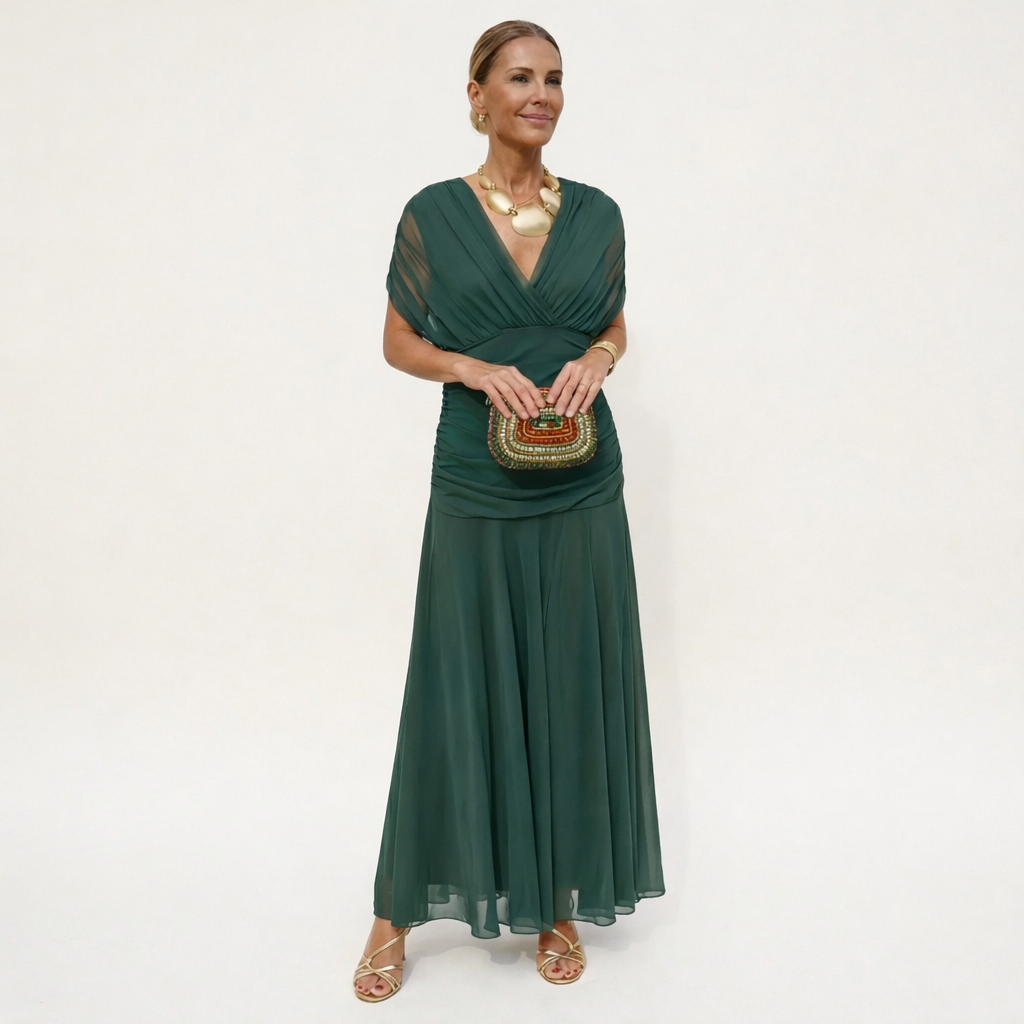 Victoria | Drapiertes Maxikleid
