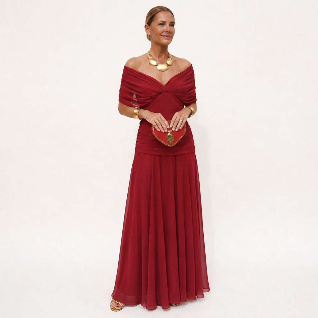 Victoria | Drapiertes Maxikleid